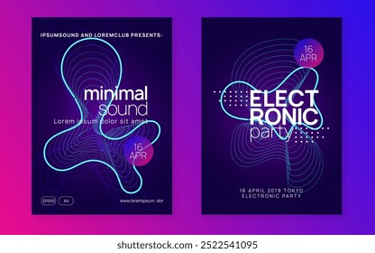 Techno Design. Violet Dance Magazine. Music Festival Template. Electronic Beat Invitation. Concert Invite. Green Night Club Flyer. Dj Poster. Blue Techno Design