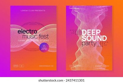 Techno Design. Violet Night Club Flyer. Electronic Radio Illustration. Trance Vector. Fest Event. Dance Festival Graphic. Green Edm Poster. Blue Techno Design
