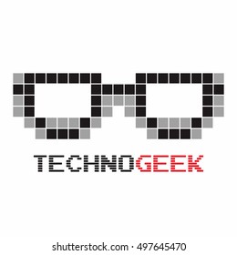 TECHNO DIGITAL PIXEL GEEK LOGO ICON SYMBOL TEMPLATE EMBLEM