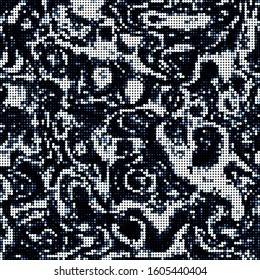 Techno disco circles halftone wavy effect seamless repeat vector eps 10 pattern swatch. Lots of tiny dots that give the illusion of a wavy design.