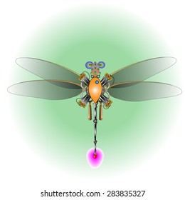 techno dragonfly isolated