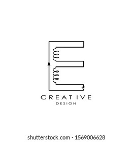 Techno Eletronical Letter E  logo.  Creative design concept resistor shape with letter logo for initial, business identity.