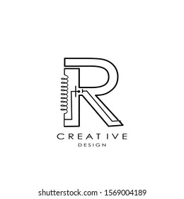 Techno Eletronical Letter R logo.  Creative design concept resistor shape with letter logo for initial, business identity.