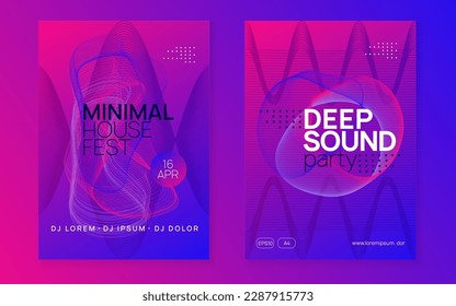 Techno event. Commercial discotheque brochure set. Dynamic gradient shape and line. Neon techno event flyer. Electro dance music. Electronic sound. Trance fest poster. Club dj party.