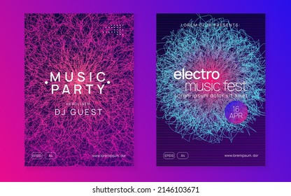 Techno event. Digital concert banner set. Dynamic fluid shape and line. Neon techno event flyer. Electro dance music. Electronic sound. Trance fest poster. Club dj party.