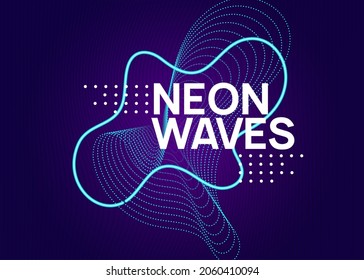 Techno event. Dynamic fluid shape and line. Digital concert cover layout. Neon techno event flyer. Electro dance music. Electronic sound. Trance fest poster. Club dj party.