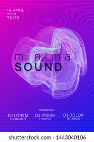 Techno event. Dynamic gradient shape and line. Bright concert invitation concept. Neon techno event flyer. Electro dance music. Electronic sound. Trance fest poster. Club dj party.
