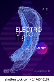 Techno event. Dynamic gradient shape and line. Minimal concert invitation design. Neon techno event flyer. Electro dance music. Electronic sound. Trance fest poster. Club dj party.