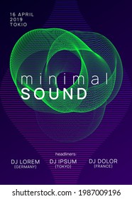 Techno event. Dynamic gradient shape and line. Modern concert cover layout. Neon techno event flyer. Electro dance music. Electronic sound. Trance fest poster. Club dj party.