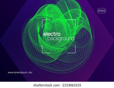 Techno event. Energy show cover template. Dynamic fluid shape and line. Neon techno event flyer. Electro dance music. Electronic sound. Trance fest poster. Club dj party.