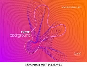 Techno event. Modern concert brochure concept. Dynamic fluid shape and line. Neon techno event flyer. Electro dance music. Electronic sound. Trance fest poster. Club dj party.