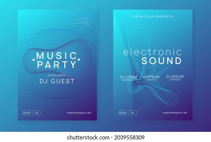 Techno event. Modern discotheque invitation set. Dynamic gradient shape and line. Neon techno event flyer. Electro dance music. Electronic sound. Trance fest poster. Club dj party.
