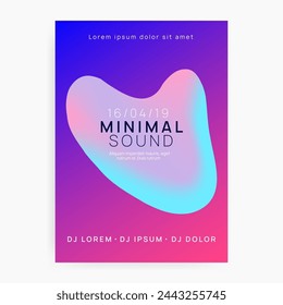 Techno Event. Trendy Glitch For Brochure. Club And Nightlife Layout. Modern Electronic Flyer. Futuristic Pattern For Magazine Vector. Pink And Blue Techno Event