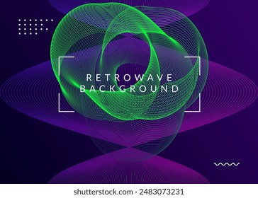 Techno Event. Violet Night Club Poster. Dance Trance Template. Soundwave Audio Illustration. Blue Music Background. Electro Cover. Fest Banner. Pink Techno Event