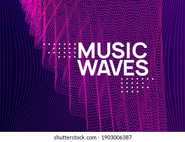Techno event. Wavy discotheque brochure concept. Dynamic fluid shape and line. Neon techno event flyer. Electro dance music. Electronic sound. Trance fest poster. Club dj party.