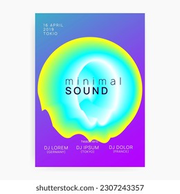 Techno Fest. Jazz Disco Poster. Graphic Background For Invitation Design. Electro And Show Vector. Bright Glitch For Brochure. Yellow And Turquoise Techno Fest