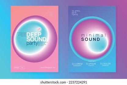 Techno Fest. Jazz Glitch For Set. Modern Sound Event. Geometric Background For Brochure Design. Neon And Nightlife Template. Purple And Blue Techno Fest