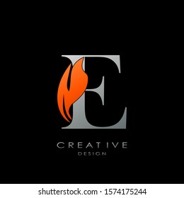 Techno Fire Letter E  logo.  Creative design concept fire shape with letter E logo for initial, business identity.
