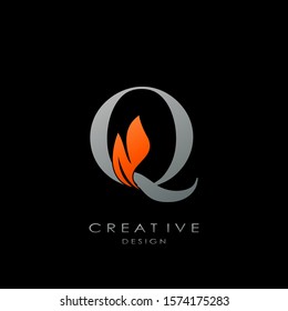 Techno Fire Letter Q logo.  Creative design concept fire shape with letter Q logo for initial, business identity.