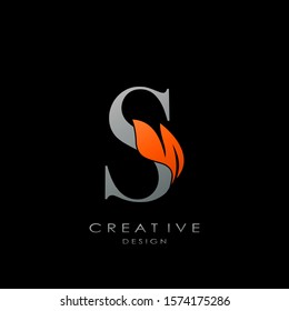 Techno Fire Letter S logo.  Creative design concept fire shape with letter S logo for initial, business identity.