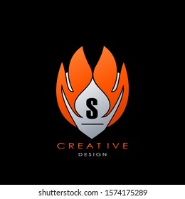 Techno Fire Letter S logo.  Creative design concept fire shape with letter S logo for initial, business identity.