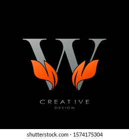 Techno Fire Letter W  logo.  Creative design concept fire shape with letter W logo for initial, business identity.