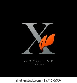 Techno Fire Letter X  logo.  Creative design concept fire shape with letter X logo for initial, business identity.