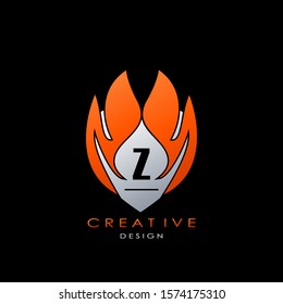 Techno Fire Letter Z  logo.  Creative design concept fire shape with letter Z logo for initial, business identity.