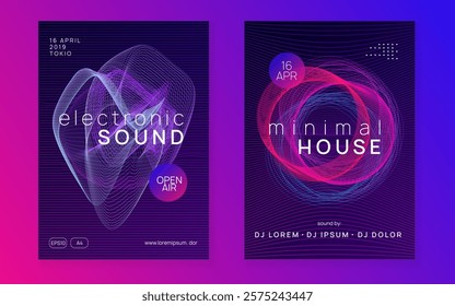 Techno Flyer. Music Festival Graphic. Green Night Club Poster. Trance Invite. Fest Background. Pink Dj Banner. Nightclub Audio Illustration. Violet Techno Flyer