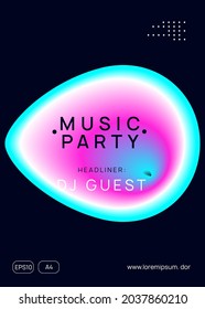 Techno Flyer. Sound And Concert Layout. Wavy Glitch For Presentation. Bright Neon Party. Futuristic Pattern For Magazine Concept. Purple And Blue Techno Flyer