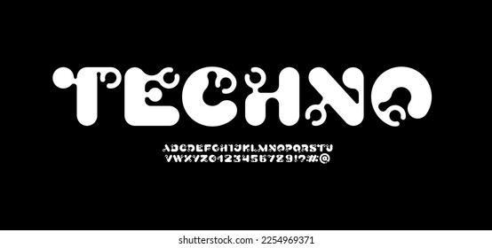 Techno font, round futuristic science alphabet, vector illustration 10EPS