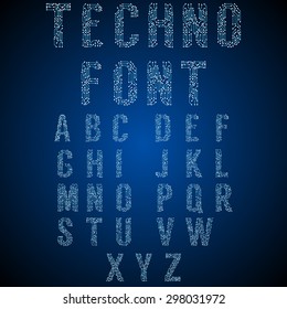 Techno font, vector English alphabet.