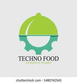 Techno food logo design. Gear food.EPS10