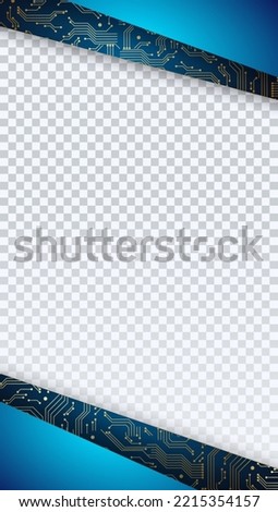 Techno frame for social media presentation. Cyber Monday Sale vector banner. Abstract background in form of circuit board frame.