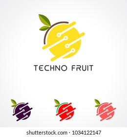 techno fruit logo vector, icon, element, and template for business