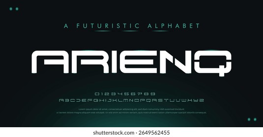 Techno Futuristic Font Alphabet – Abstract Digital Typeface for Sci-Fi, Sport, and Modern Logo Design vector illustration 