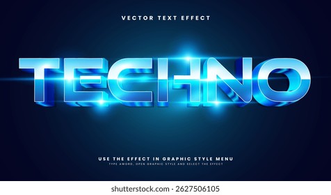 Techno futuristic Style 3D editável efeito de texto Modelo