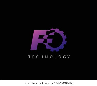 Techno Gear F Letter Logo Icon, Creative Service Design Concept.