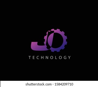 Techno Gear J Letter Logo Icon, Creative Service Design Concept.