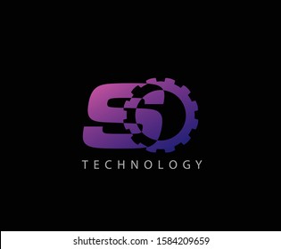Techno Gear S Letter Logo Icon, Creative Service Design Concept.