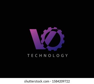 Techno Gear V Letter Logo Icon, Creative Service Design Concept.