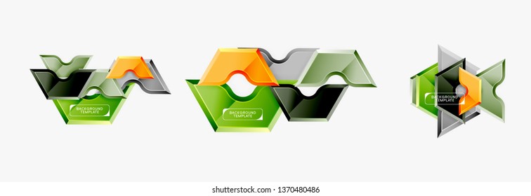 Techno geometric shapes abstract banner design. Vector template for background or logo