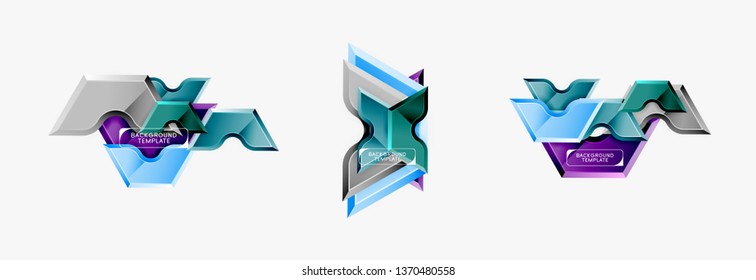 Techno geometric shapes abstract banner design. Vector template for background or logo