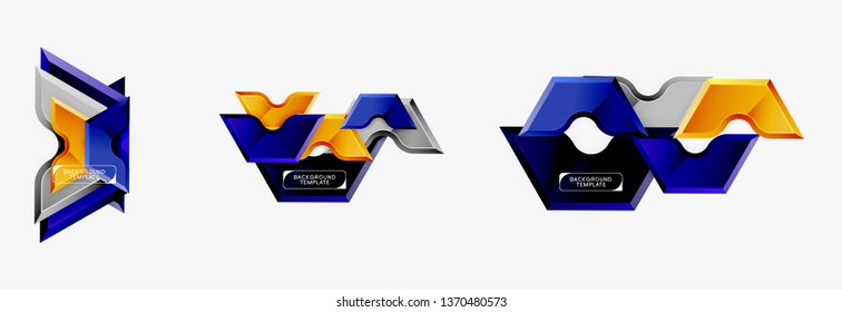 Techno geometric shapes abstract banner design. Vector template for background or logo
