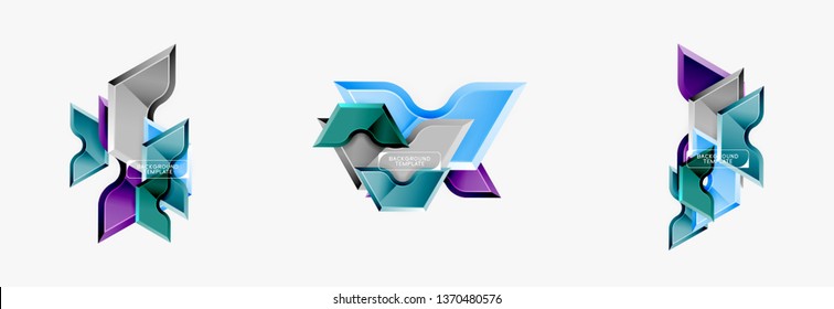 Techno geometric shapes abstract banner design. Vector template for background or logo