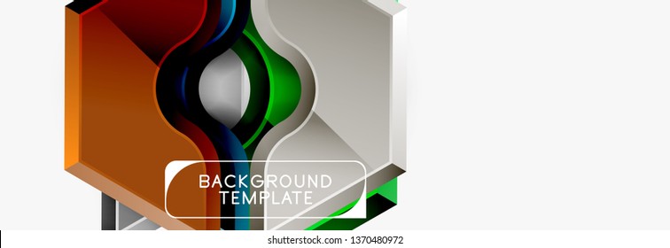 Techno geometric shapes abstract banner design. Vector template for background or logo