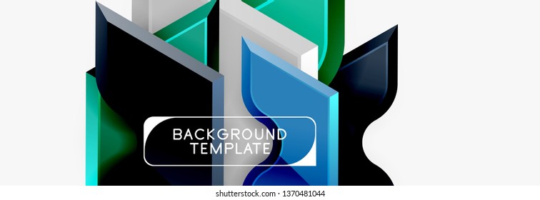 Techno geometric shapes abstract banner design. Vector template for background or logo
