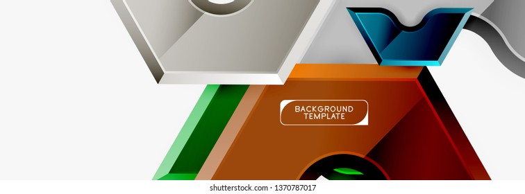 Techno geometric shapes abstract banner design. Vector template for background or logo