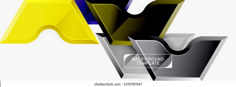 Techno geometric shapes abstract banner design. Vector template for background or logo