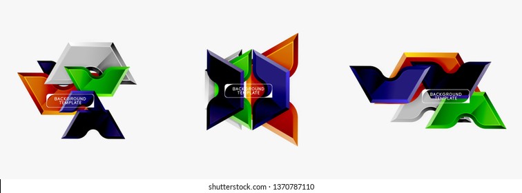 Techno geometric shapes abstract banner design. Vector template for background or logo